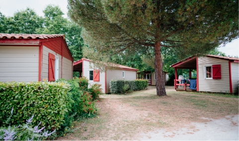 Plusieurs chalets du camping de sainte cécile en vendée