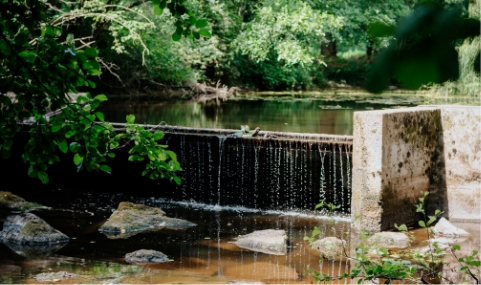 Petite cascade d'eau à proximité du camping de sainte Cécile en Vendée